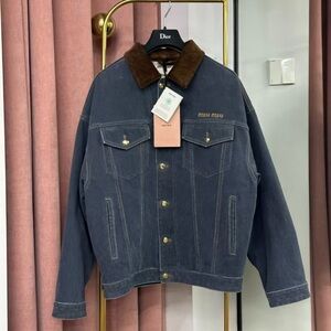 Miu Miu Navy Jacket with Chocolate Collar
